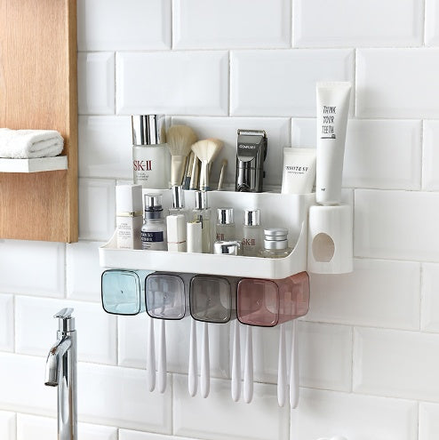 Suction bathroom shelving