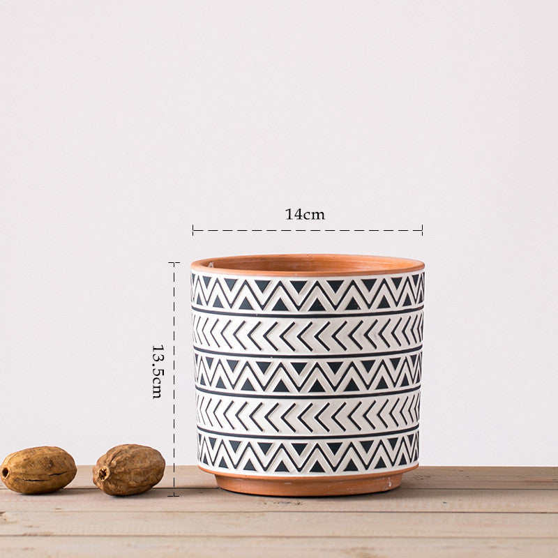 Nordic style ceramic geometric flower pots for modern home décor.