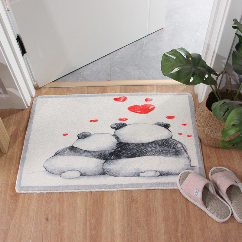 Absorbent non-slip carpet placed at a bathroom entry with modern clean design