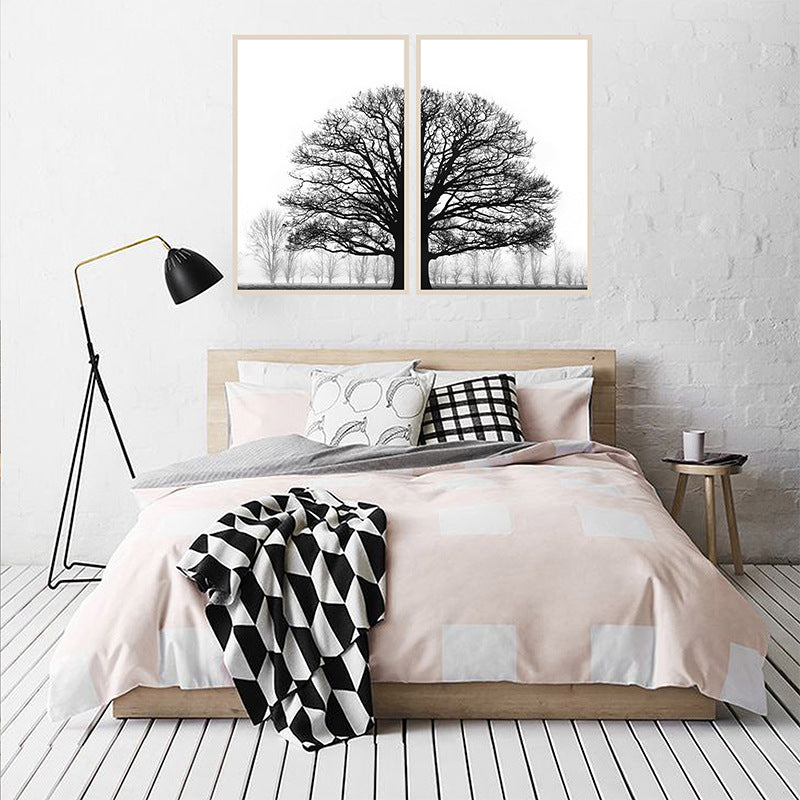 Black & White Winter Trees – Modern Wall Art for Living Rooms - AVENWU