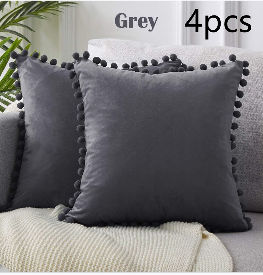 Wind velvet solid color cushion cover placed on an office chair in a stylish workspace