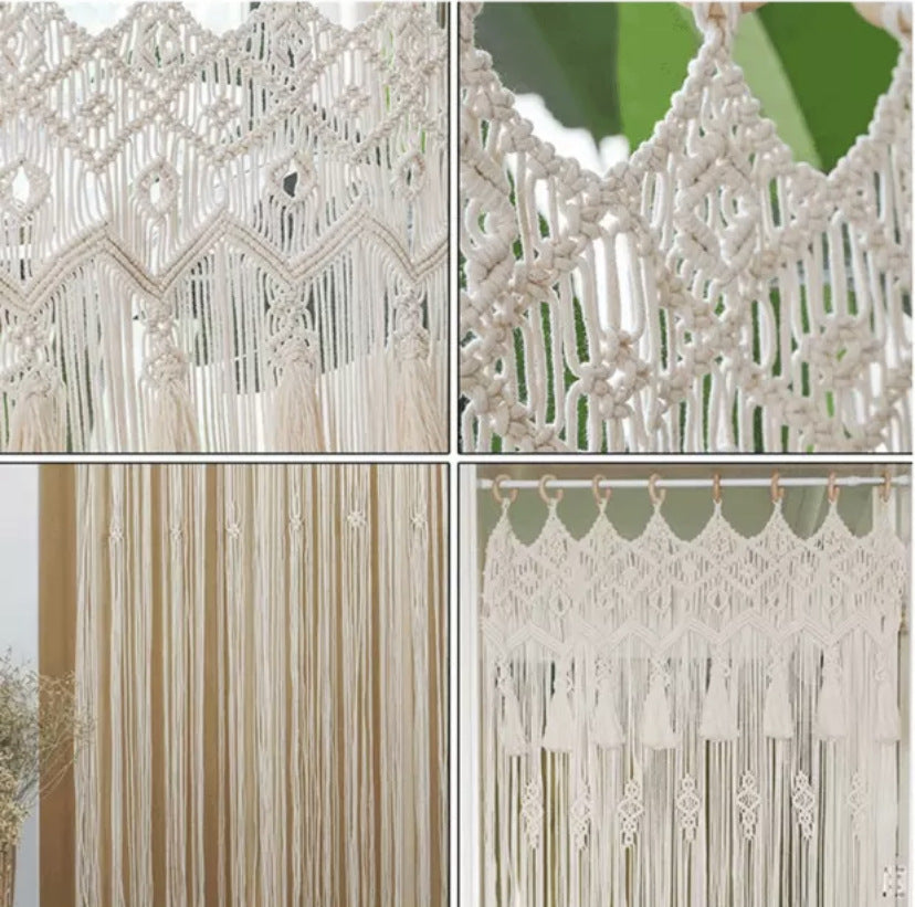 Bohemian Hand-Woven Tapestry Curtain – Decorative Hanging Partition & Wedding Backdrop - AVENWU