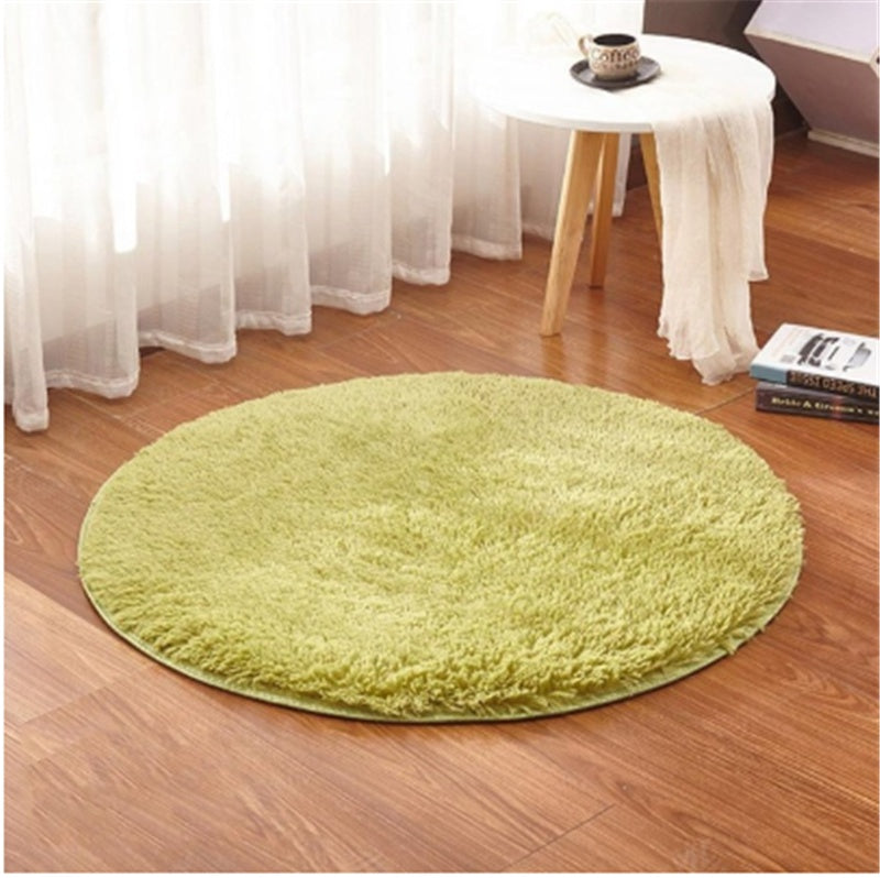 Soft carpet floor mat placed in a cozy living room extending into a modern bedroom setting