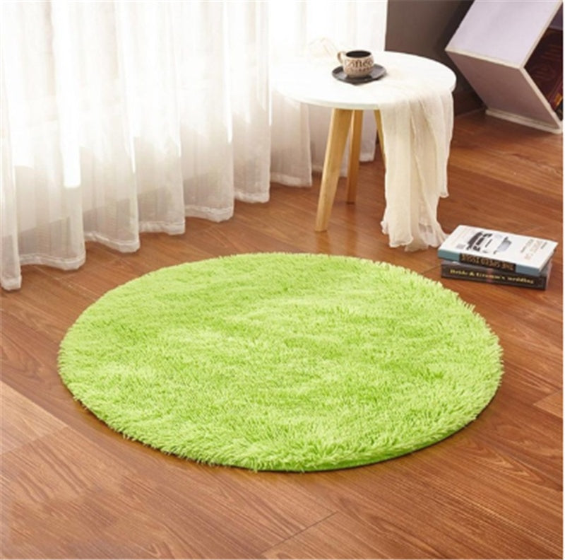 Soft carpet floor mat placed in a cozy living room extending into a modern bedroom setting