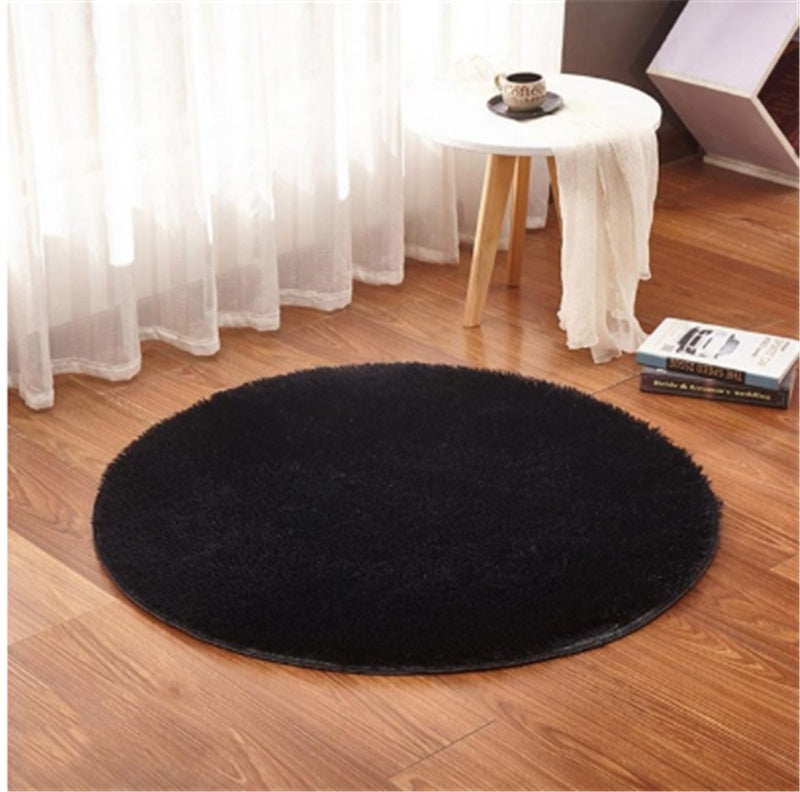 Soft carpet floor mat placed in a cozy living room extending into a modern bedroom setting