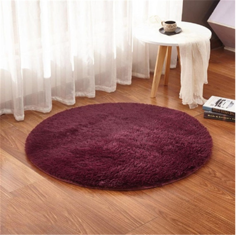 Soft carpet floor mat placed in a cozy living room extending into a modern bedroom setting