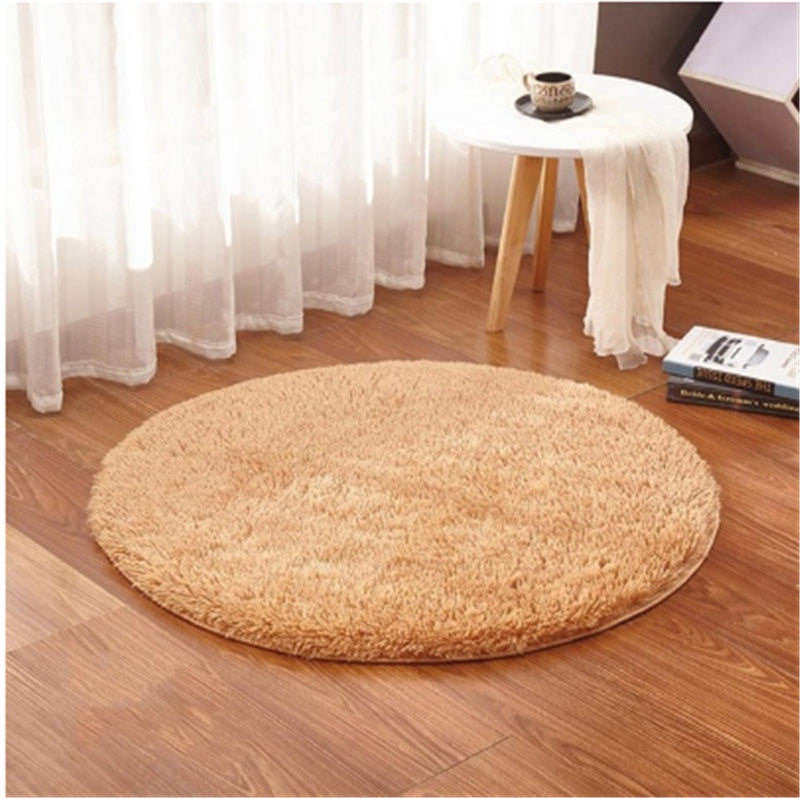 Soft carpet floor mat placed in a cozy living room extending into a modern bedroom setting