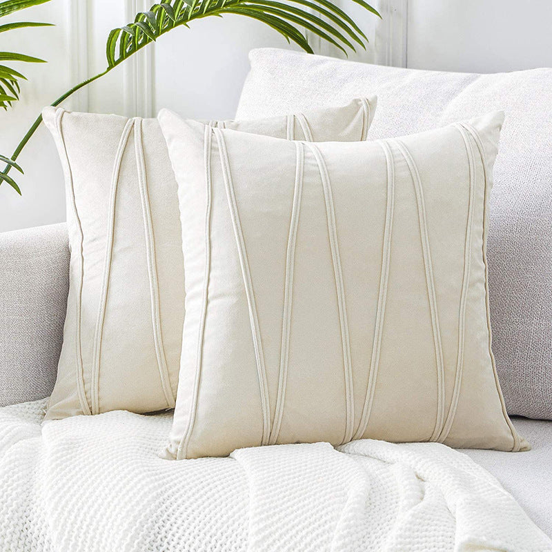 Vertical Stripe Velvet Cushion Cover – Soft Decorative Pillowcase for Sofa & Bed