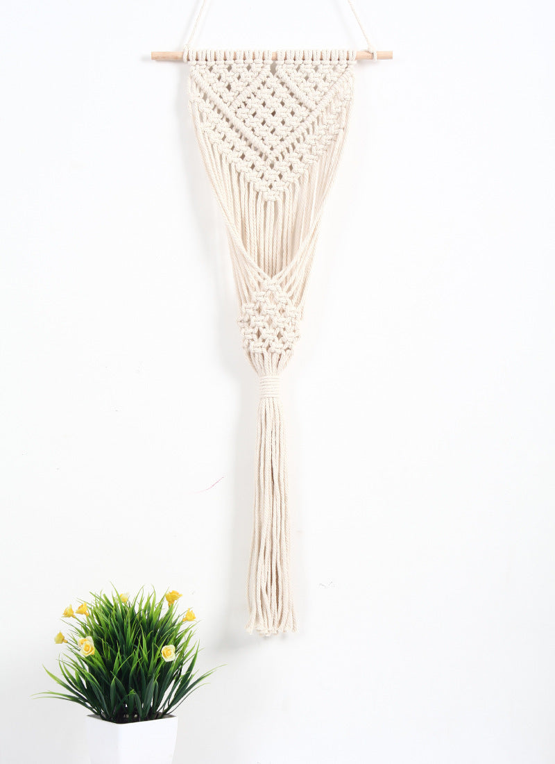 Woven net flower basket wall decoration for home and shop displays.