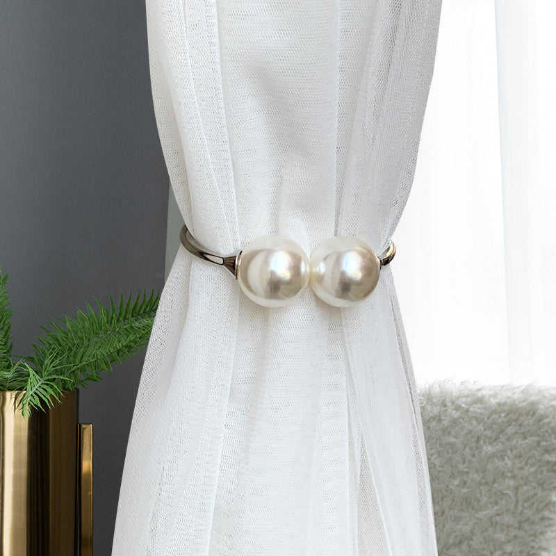 Light Luxury Pearl Alloy Curtain Tiebacks – Elegant Spring Buckles for Living Room & Bedroom - AVENWU
