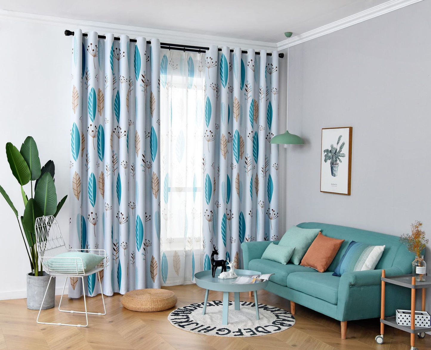 Nordic Leaf Pattern Blackout Curtains – Modern Shading Solution for Bedroom & Living Room - AVENWU