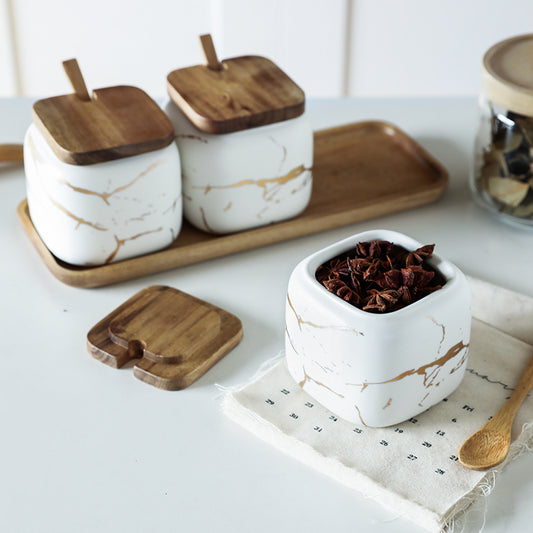 Nordic gold marble jar set with luxury modern home décor design.