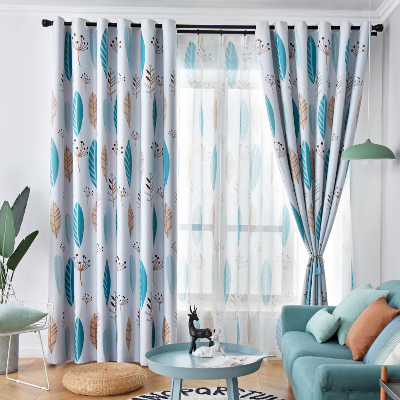 Nordic Leaf Pattern Blackout Curtains – Modern Shading Solution for Bedroom & Living Room - AVENWU