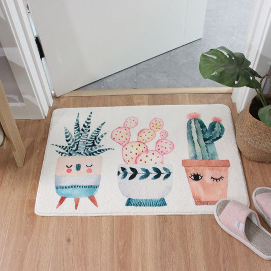 Absorbent non-slip carpet placed at a bathroom entry with modern clean design