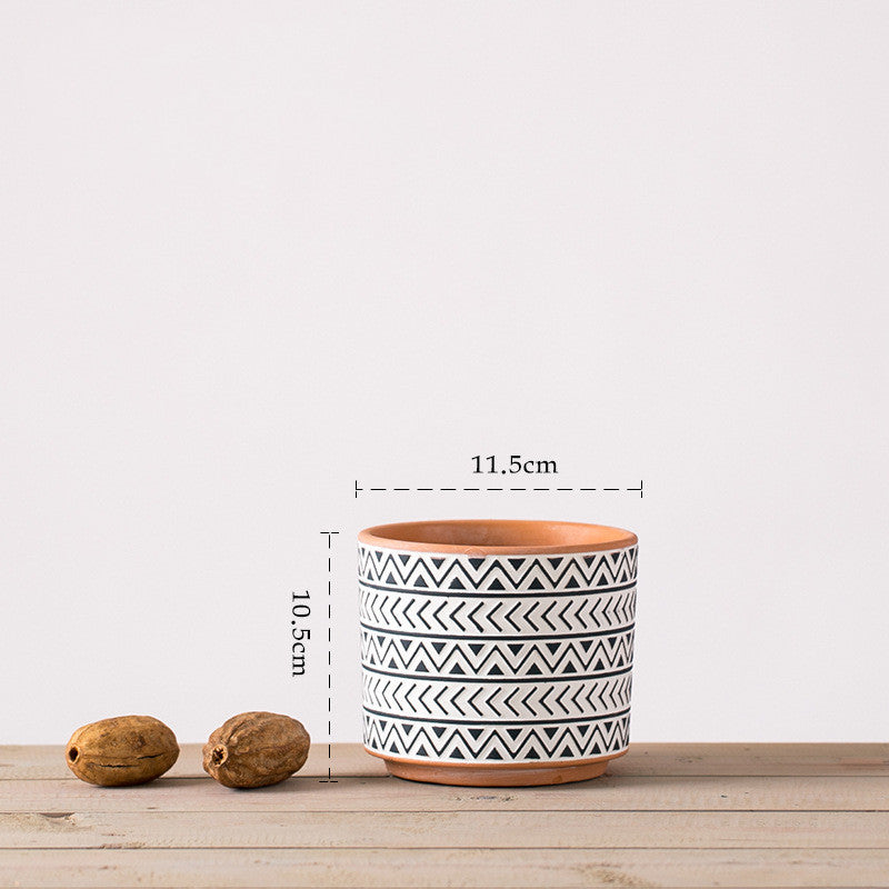 Nordic style ceramic geometric flower pots for modern home décor.