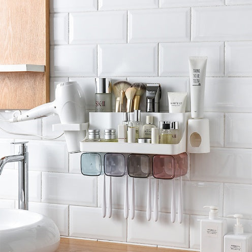 Suction bathroom shelving