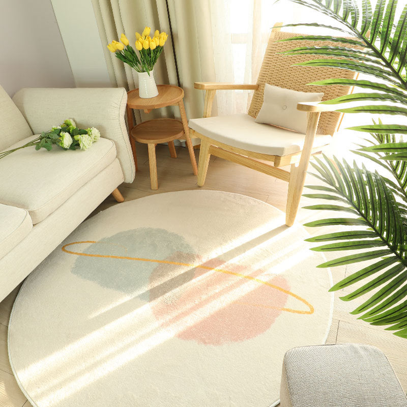 Round carpet in a cozy bedroom balcony space with natural light and soft INS Wind décor