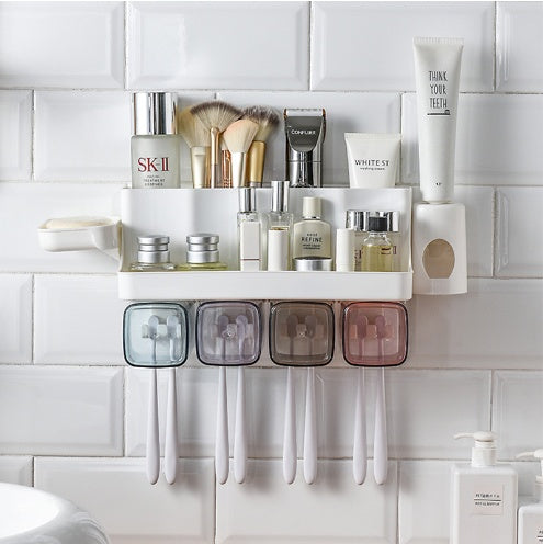 Suction bathroom shelving