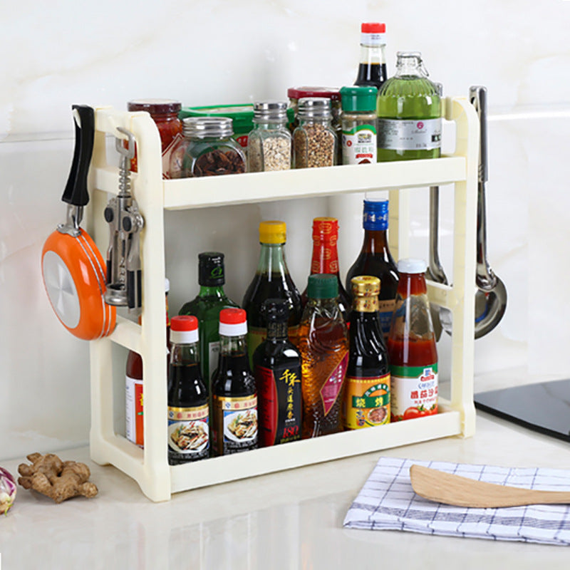 Multi-layer kitchen storage shelf organizer for modern kitchens.