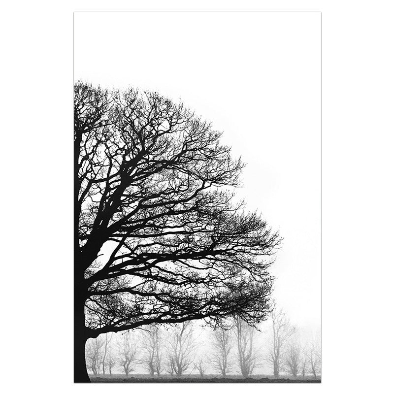 Black & White Winter Trees – Modern Wall Art for Living Rooms - AVENWU