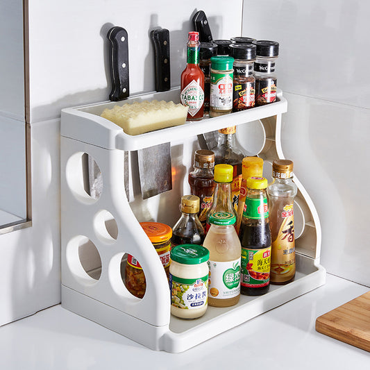 Multi-layer kitchen storage shelf organizer for modern kitchens.