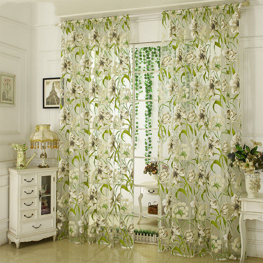 White striped yarn translucent curtain for elegant bedroom décor.
