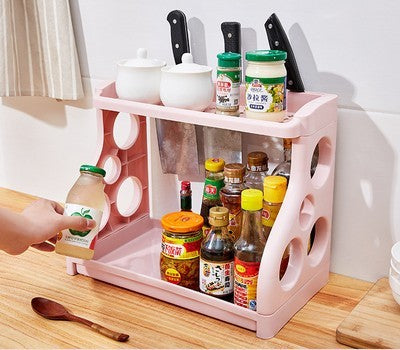 Multi-layer kitchen storage shelf organizer for modern kitchens.
