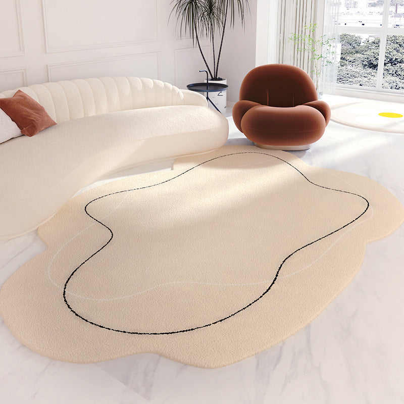 Cream style carpet placed in a cozy bedroom corner extending into a sunny balcony space

