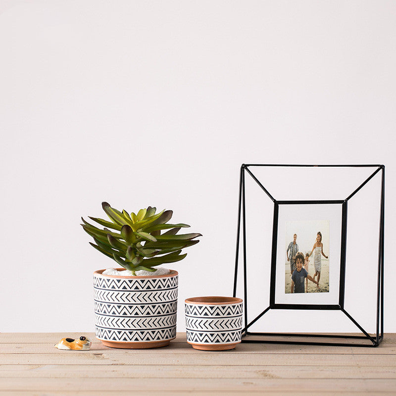 Nordic style ceramic geometric flower pots for modern home décor.