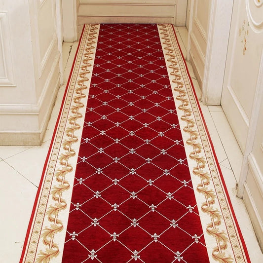 Long non-slip corridor carpet runner in a modern hallway with clean décor and soft lighting

