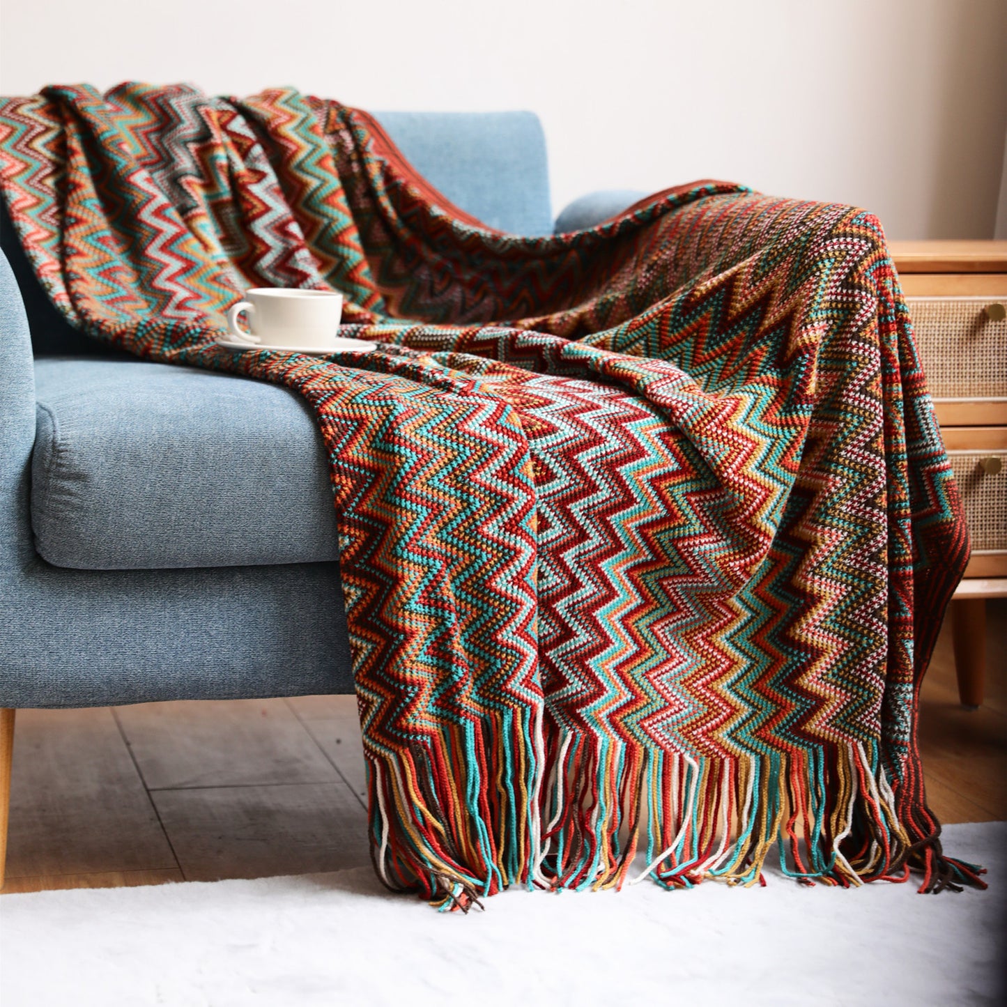 Bohemian Knitted Sofa Blanket