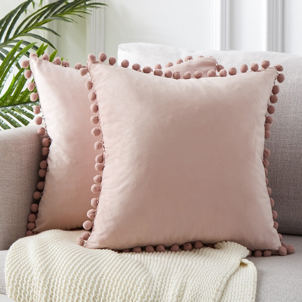 Wind velvet solid color cushion cover placed on an office chair in a stylish workspace


