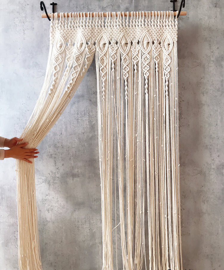Perforated Nordic Woven Shading Curtain with Tassel – Sliding Light Partition - AVENWU