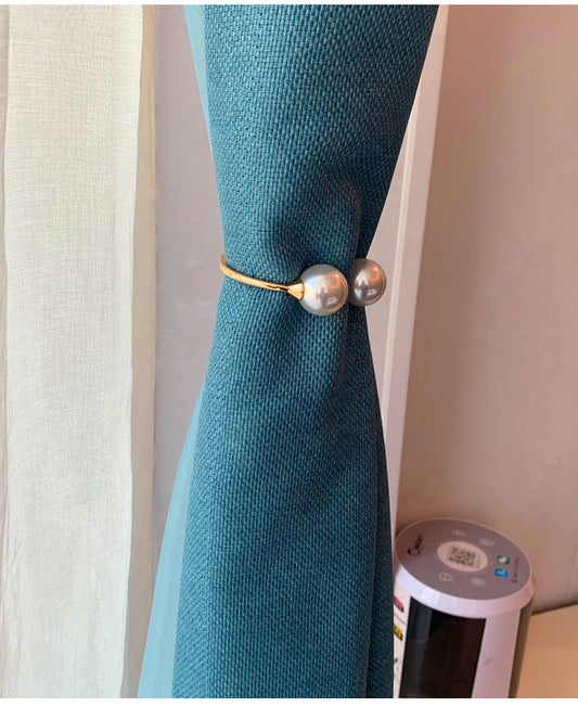 Light Luxury Pearl Alloy Curtain Tiebacks – Elegant Spring Buckles for Living Room & Bedroom - AVENWU