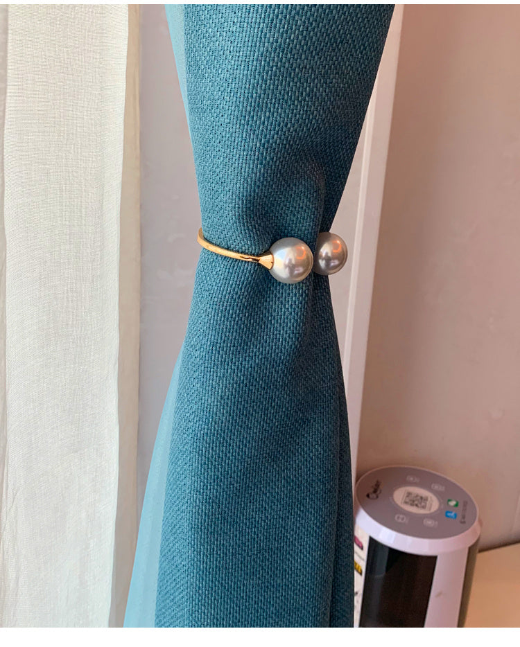 Light Luxury Pearl Alloy Curtain Tiebacks – Elegant Spring Buckles for Living Room & Bedroom - AVENWU