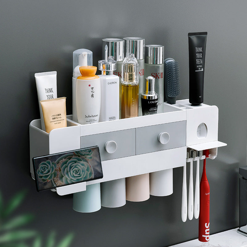 Wall-mounted bathroom organizer

