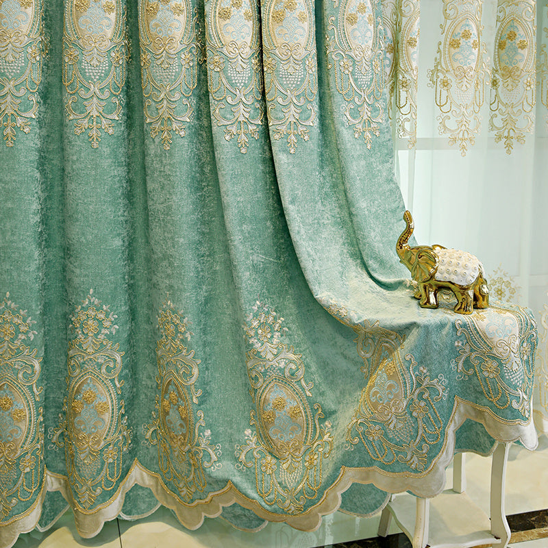 Green and Blue Cloth Curtains