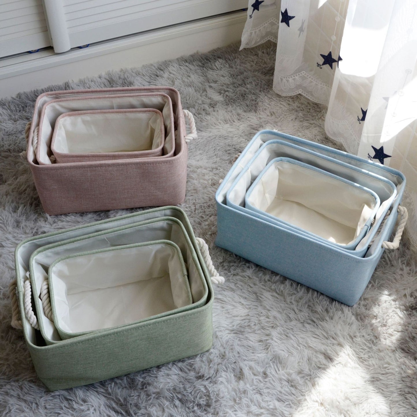 Fabric storage basket

Fabric storage basket

