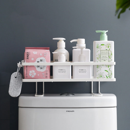 No-drill toilet shelf

