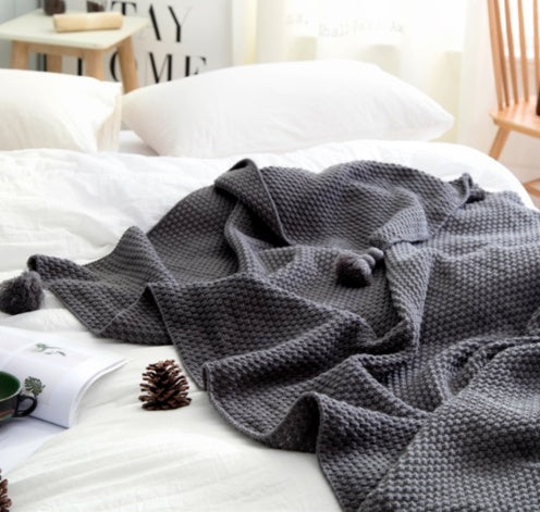 Nordic Fringed Knit Wool Blanket – Soft Throw for Sofa, Office & Travel - AVENWU