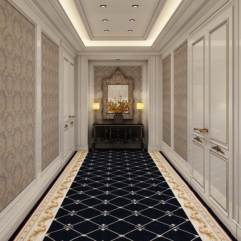 Long non-slip corridor carpet runner in a modern hallway with clean décor and soft lighting

