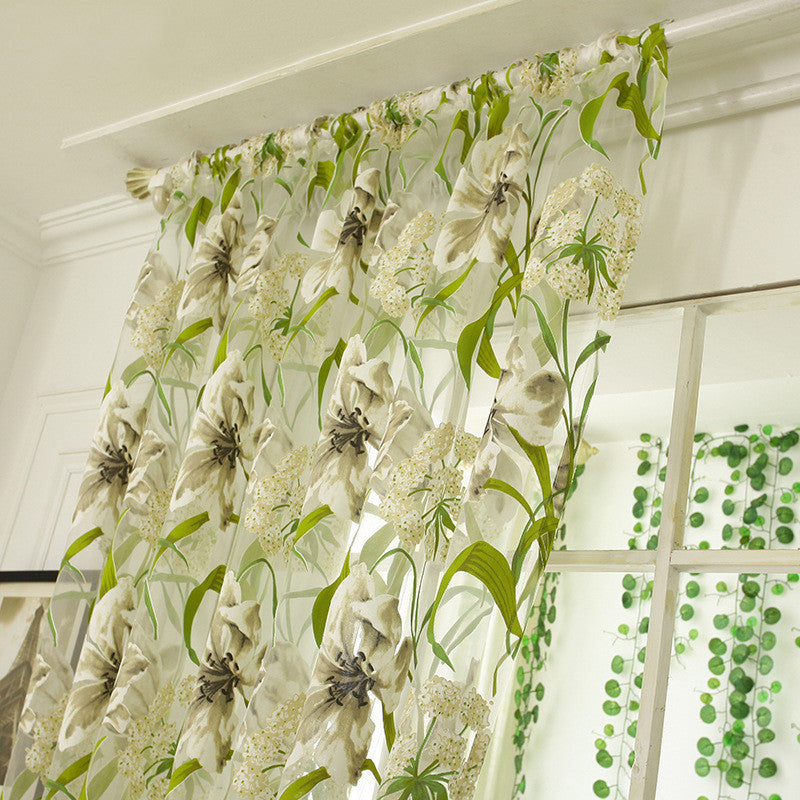 White striped yarn translucent curtain for elegant bedroom décor.