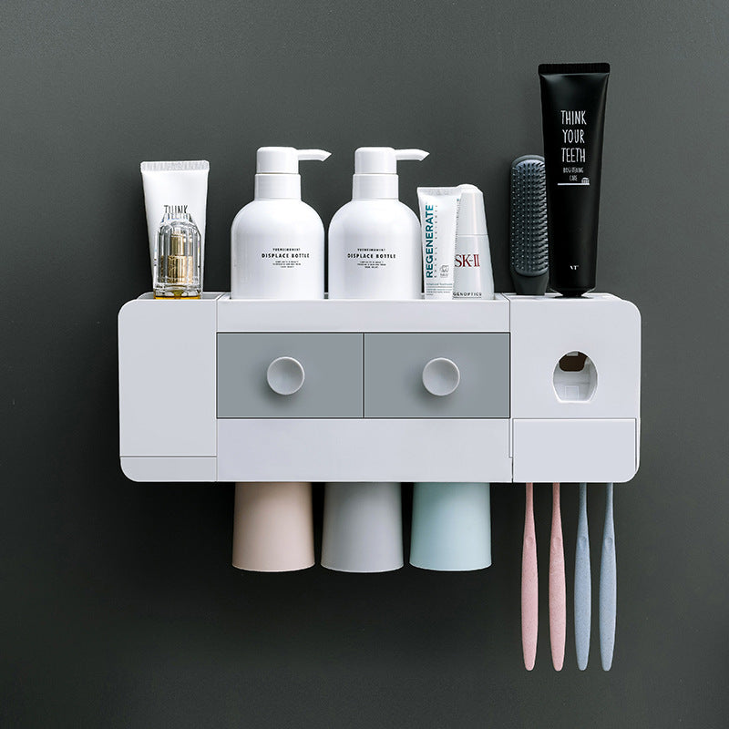 Wall-mounted bathroom organizer

