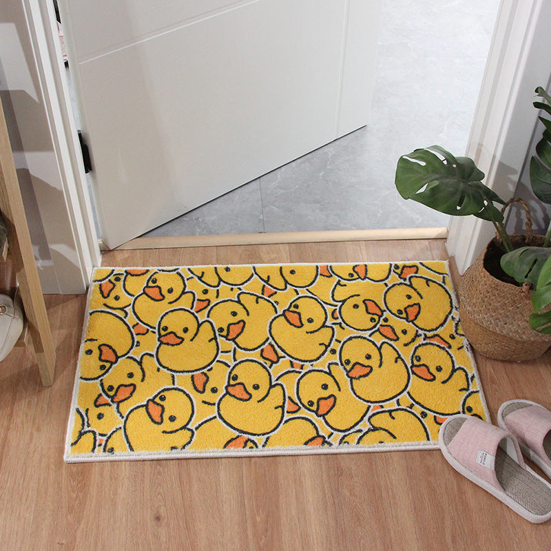 Absorbent non-slip carpet placed at a bathroom entry with modern clean design

