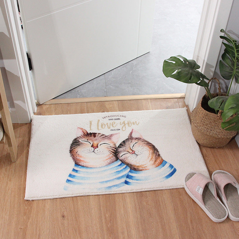 Absorbent non-slip carpet placed at a bathroom entry with modern clean design

