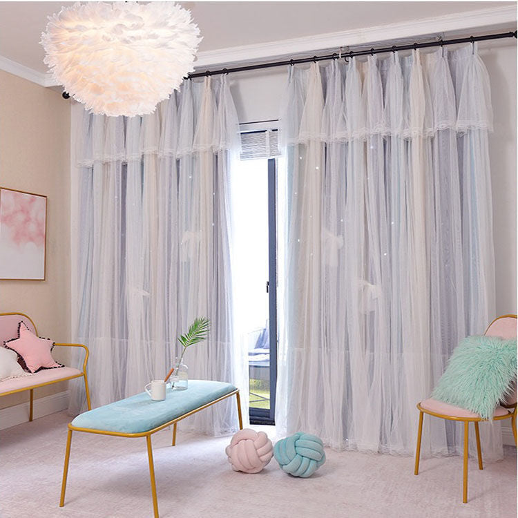 Elegant Nordic Hollow Star Pattern Blackout Curtains - AVENWU