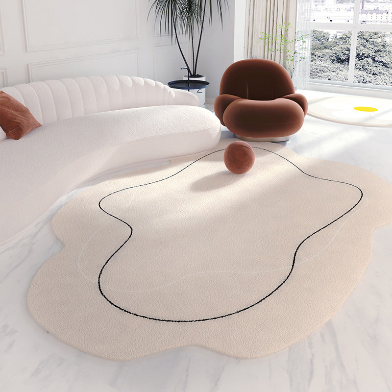 Cream style carpet placed in a cozy bedroom corner extending into a sunny balcony space

