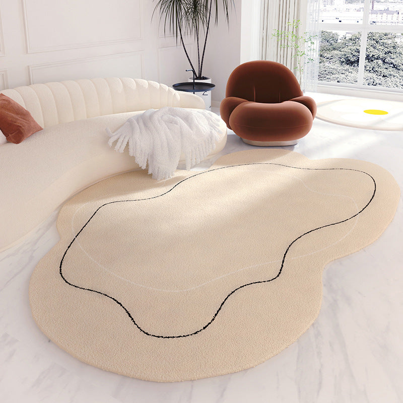 Cream style carpet placed in a cozy bedroom corner extending into a sunny balcony space

