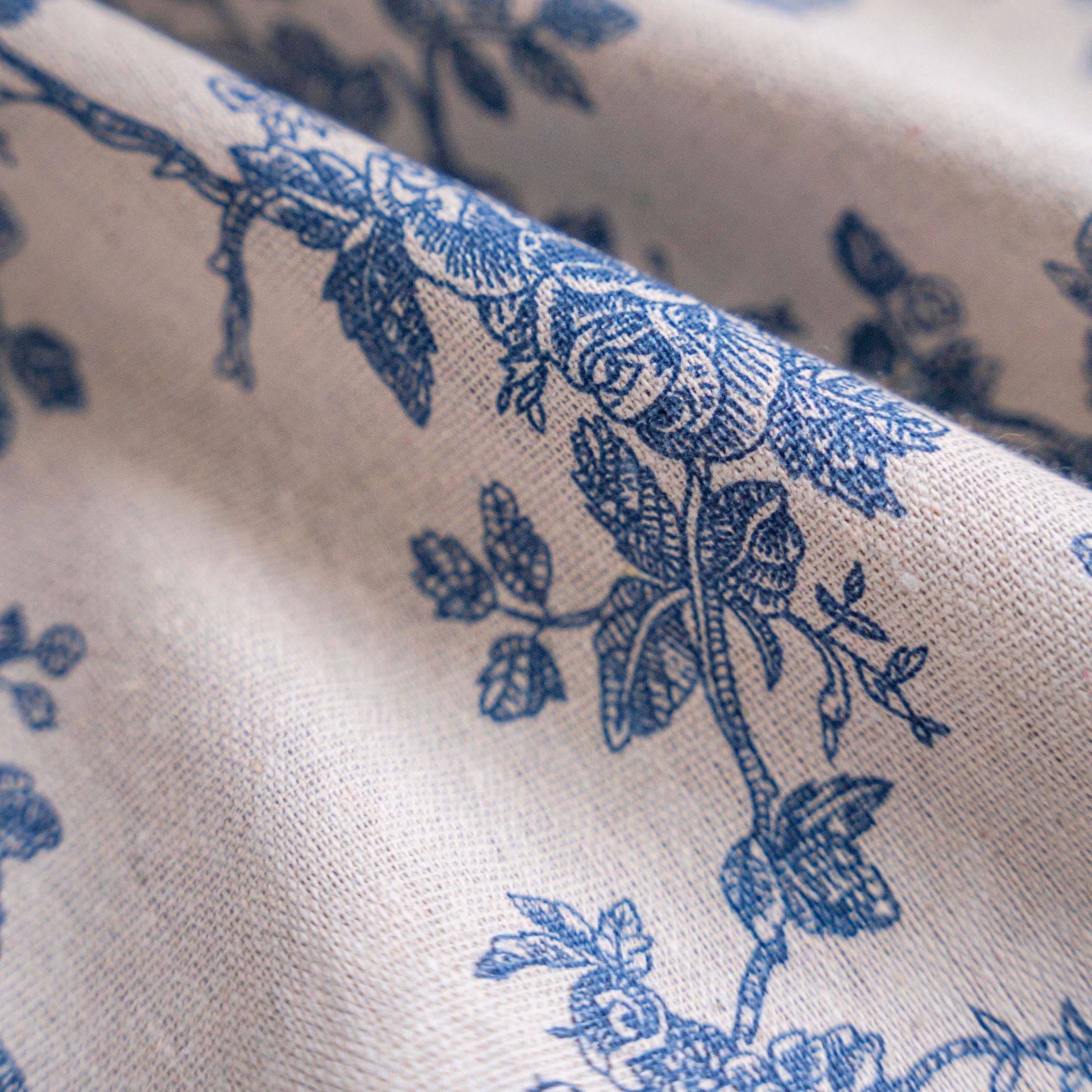 Cotton & Linen Printed Kitchen Curtain with Beige Tassels – Half Shade for Small & Bay Windows - AVENWU