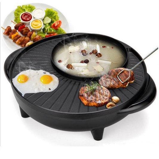 2-in-1 Electric Hot Pot & Grill – Multifunctional Cooker for Indoor BBQ & Hotpot - AVENWU